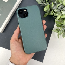 Leather Case with MagSafe for iPhone 13. Кожаный кейс для Айфон 13 Светло-зеленый