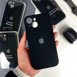 Силиконовый чехол на Айфон 15 c закрытым низом и камерами | iPhone 15 Черный (18)