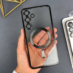 Чехол с MagSafe Color Silicone Case with MagSafe for Samsung S24 Plus Черный