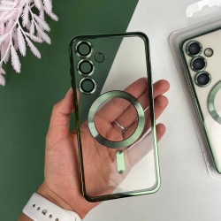 Чехол с MagSafe Color Silicone Case with MagSafe for Samsung S24 Plus Зеленый