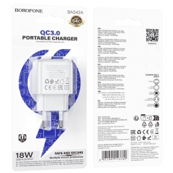Сетевое Зарядное Устройство Borofone BAS42A 1USB QC3.0 18W White