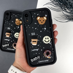 Силіконовий чохол на Айфон XR з дизайном. Silicone Case for iPhone XR Donut Design Чорний