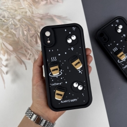 Силіконовий чохол на Айфон XR з дизайном. Silicone Case for iPhone XR Donut Design Чорний Happy