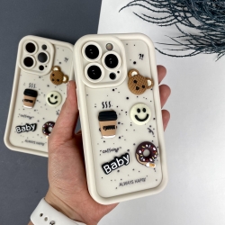 Силіконовий чохол на Айфон 13 Pro Max з дизайном. Silicone Case for iPhone 13 Pro Max Donut Design Білий