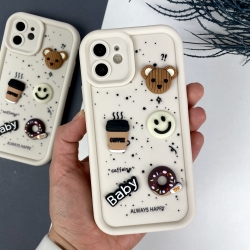 Силиконовый чехол на Айфон 11 c дизайном. Silicone Case iPhone 11 Donut Design Белый (9)
