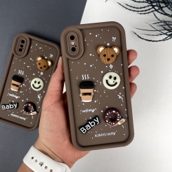 Силіконовий чохол на Айфон X / Xs з дизайном. Silicone Case iPhone X / Xs Donut Design Коричневий