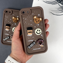 Силіконовий чохол на Айфон 7/ 8/ SE2020 з дизайном. Silicone Case iPhone 7/ 8/ SE2020 Donut Design Коричневий