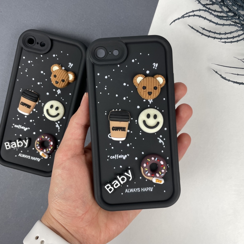 Силіконовий чохол на Айфон 7/ 8/ SE2020 з дизайном. Silicone Case iPhone 7/ 8/ SE2020 Donut Design Чорний