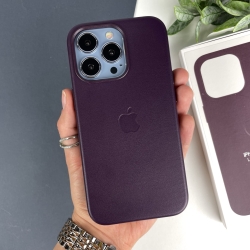Leather Case with MagSafe для iPhone 13 Pro. Шкіряний кейс для iPhone 13 Pro Бордовий