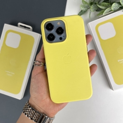 Leather Case with MagSafe для iPhone 13 Pro. Шкіряний кейс для iPhone 13 Pro Жовтий