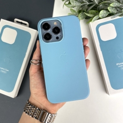 Leather Case with MagSafe для iPhone 14 Pro. Шкіряний кейс для iPhone 14 Pro Блакитний