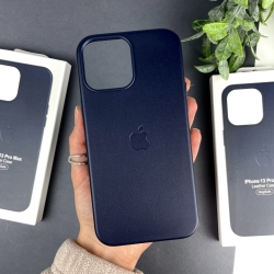 Leather Case with MagSafe для iPhone 13 Pro Max. Шкіряний кейс для iPhone 13 Pro Max Темно-синій