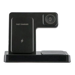 Док станция зарядка беспроводная Qi Fast Wireless Charger 15W, Watch/AirPods/Phone, часы 