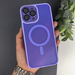 Матовий чохол TPU+PC з захисними лінзами Magnetic Camera Lens with Magsafe для iPhone 13 Pro Max Лавандовий