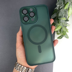 Матовий чохол TPU+PC з захисними лінзами Magnetic Camera Lens with Magsafe для iPhone 14 Pro Max Зелений